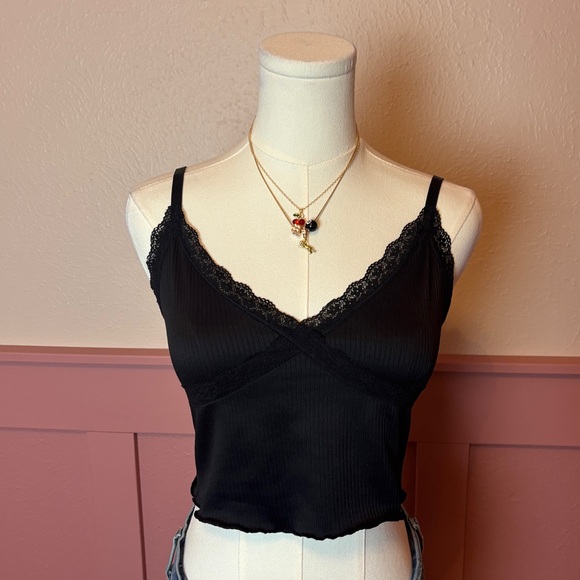 Divided Tops Babydoll Y2k Goth Lace Crop Cami Tophmsz Smallblack divided-tops-babydoll-y2k-goth-lace-crop-cami-tophmsz-smallblack